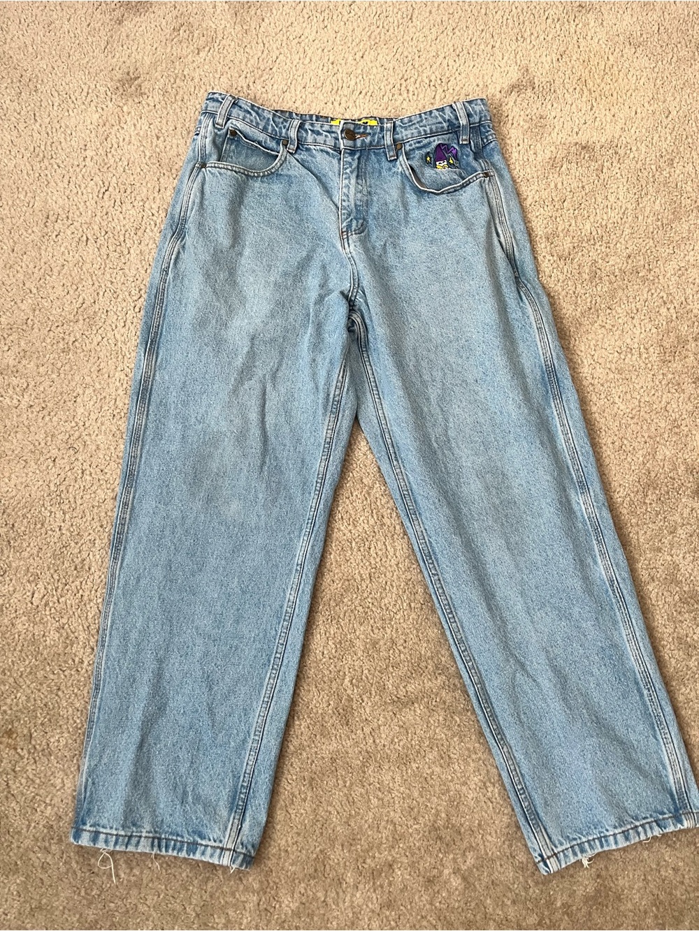 Butter Very Baggy Fit 32 Light Blue Men's Jeans With Wizard Pocket Figure